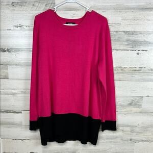 NWT Slim Factor by Investments Top Women’s Large Black/Pink Long Sleeve Sweater